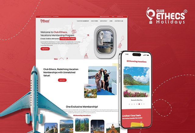 Travel and tourism website design for Club Ethecs Holidays by Graphinet