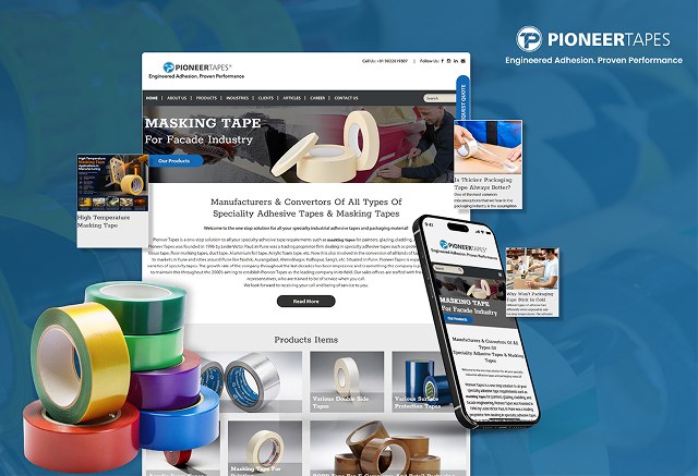 Industrial adhesive tapes website design for Pioneer Tapes by Graphinet Pune
