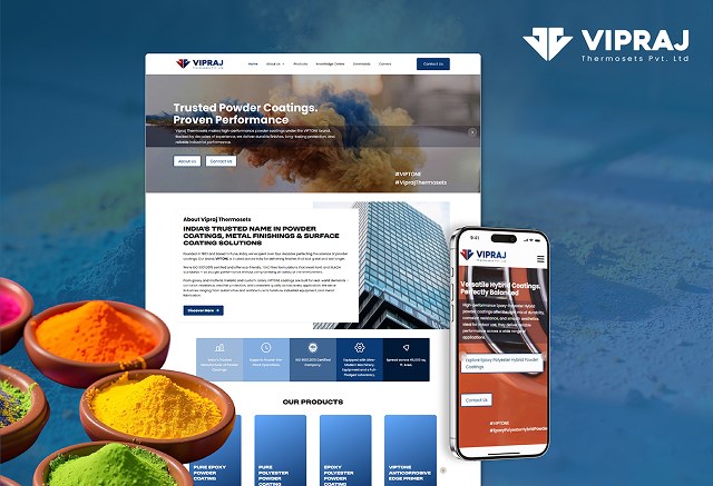 Powder coating manufacturer website design for Vipraj Thermosets by Graphinet